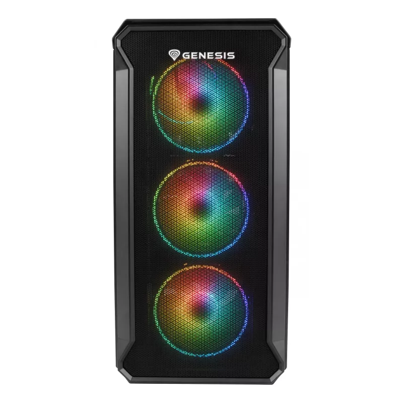 Korpusas GENESIS Irid 503 ARGB Micro Tower Juodas, Peršviečiamas