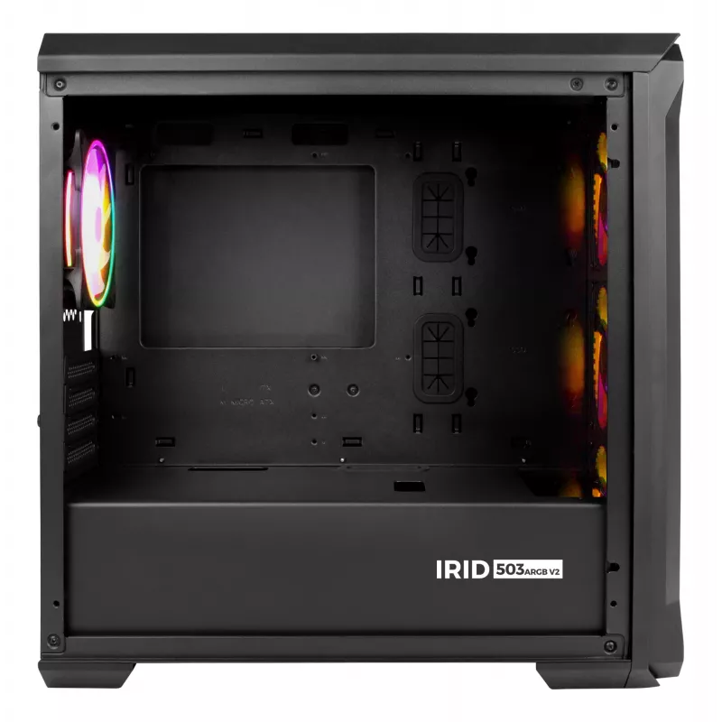 Korpusas GENESIS Irid 503 ARGB Micro Tower Juodas, Peršviečiamas