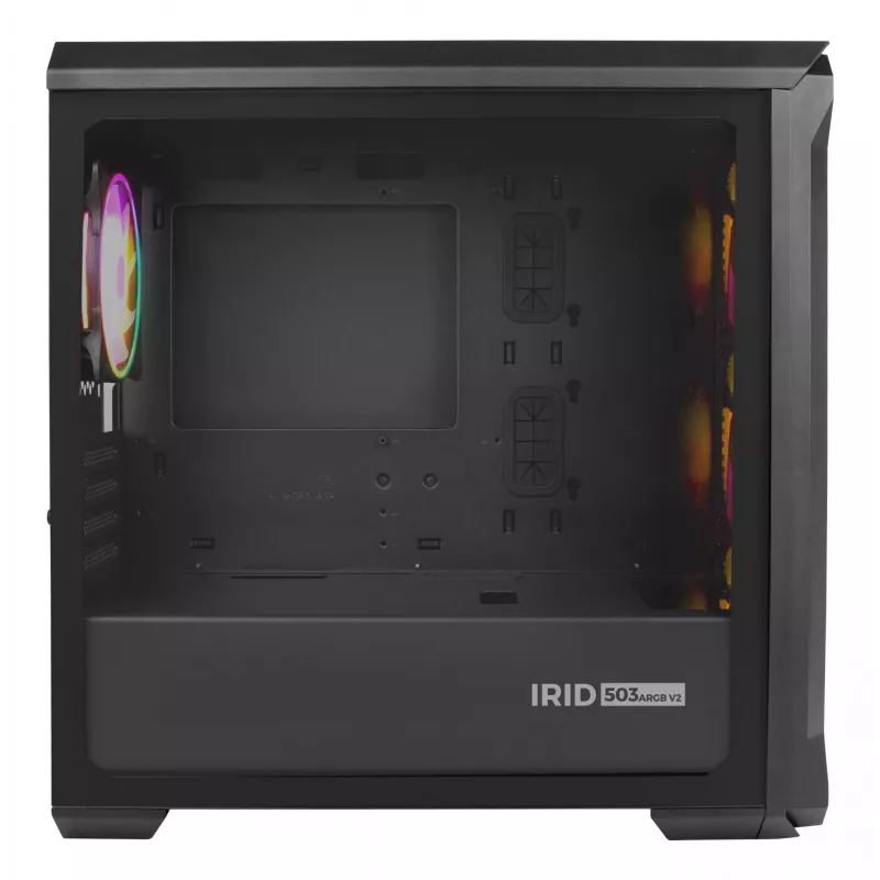 Korpusas GENESIS Irid 503 ARGB Micro Tower Juodas, Peršviečiamas