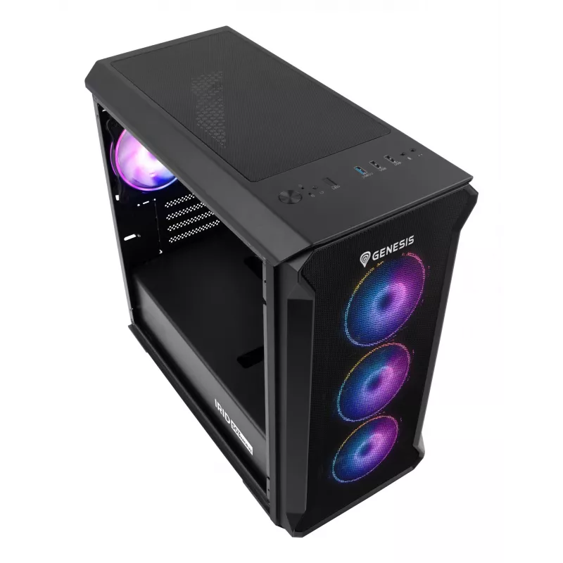 Korpusas GENESIS Irid 503 ARGB Micro Tower Juodas, Peršviečiamas