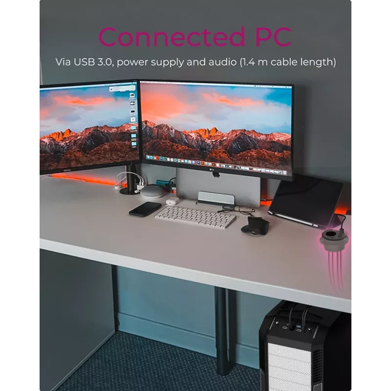 ICY BOX IB-HUB1430 lizdas su kištukiniu lizdu Juoda