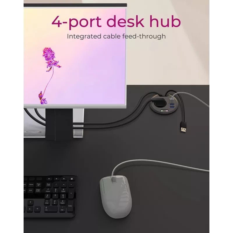 ICY BOX IB-HUB1430 lizdas su kištukiniu lizdu Juoda