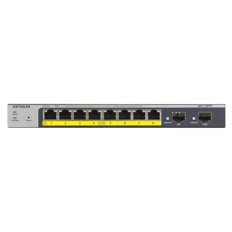 NETGEAR GS110TP valdomas L2/L3/L4 Gigabit Ethernet (10/100/1000) jungiklis su PoE, pilkas