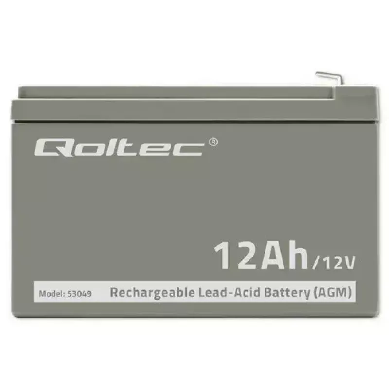 Akumuliatorius UPS QOLTEC 53049, VRLA AGM 12 V 12 Ah, pilka, 150×98×95 mm