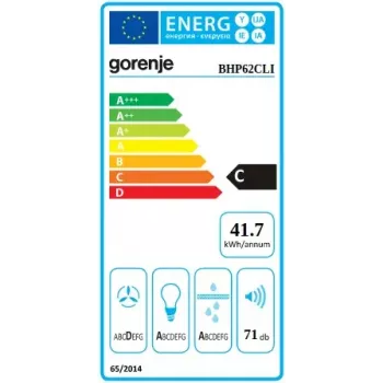 Įmontuojamas gartraukis Gorenje BHP62CLI, aliuminio filtras, triukšmo lygis: D
