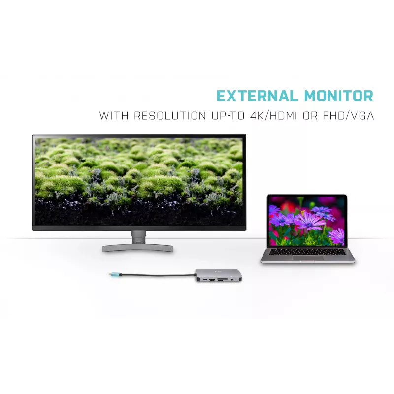 Docking stotelė i-tec Metal USB-C Travel Nano Dock HDMI/VGA su LAN ir Power Delivery 100 W