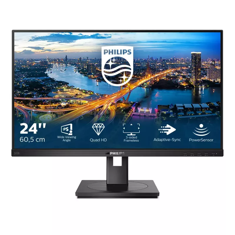 Philips B Line 245B1/00 monitorius 60,5 cm (23,8 colio) 2560 x 1440 pikselių Quad HD LED juodas