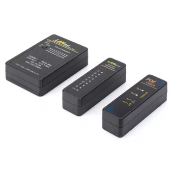 DIGITUS kabelių testeris DN-14001-1, RJ45, BNC, PoE, su nuotoliniu bloku ir dėklu