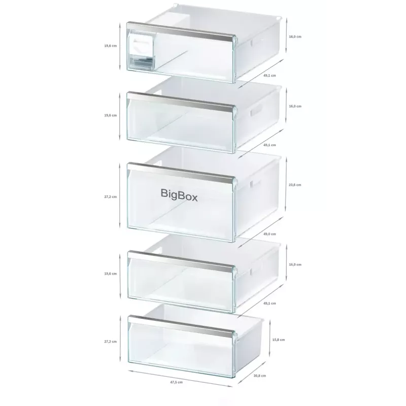 Šaldiklis vertikalus Bosch Serie 6 GSN54AWDV — 328 L net, NoFrost, FastFreeze, LED ekranas, Baltas