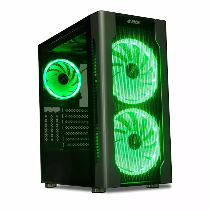 PC korpusas IBOX Chiron ZH68 Gaming, ATX Midi-Tower, EATX palaikymas, juodas, šoninis langas, apšvietimas