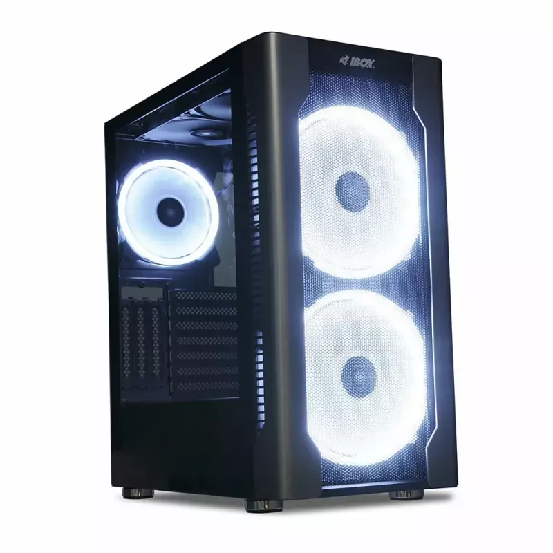 PC korpusas IBOX Chiron ZH68 Gaming, ATX Midi-Tower, EATX palaikymas, juodas, šoninis langas, apšvietimas