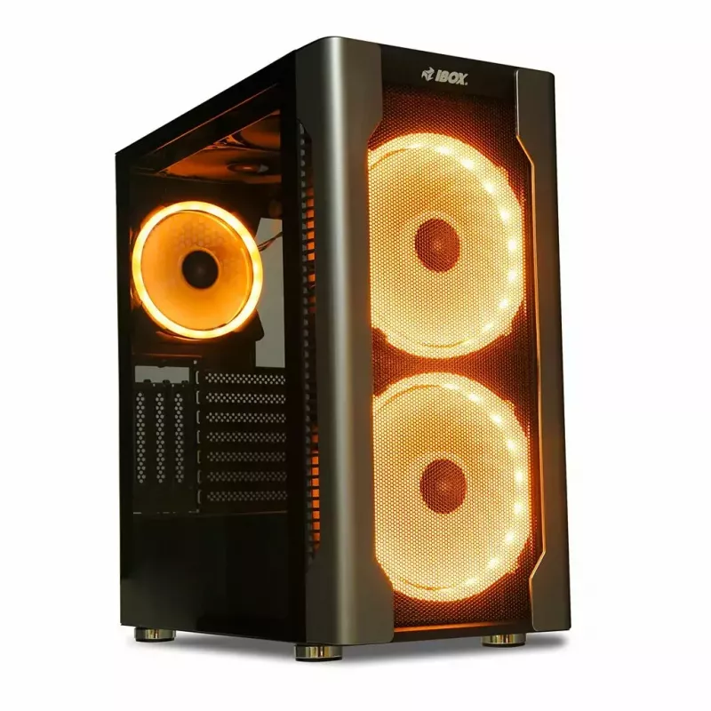 PC korpusas IBOX Chiron ZH68 Gaming, ATX Midi-Tower, EATX palaikymas, juodas, šoninis langas, apšvietimas