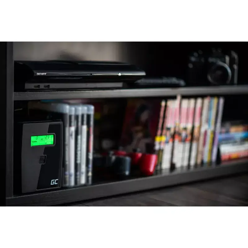 Nepertraukiamo maitinimo šaltinis Green Cell UPS08 — Line-Interactive 700 W / 230 V, 4× IEC lizdai, USB, RJ-45, 12 V 7 Ah baterija, bokštinis, juodas