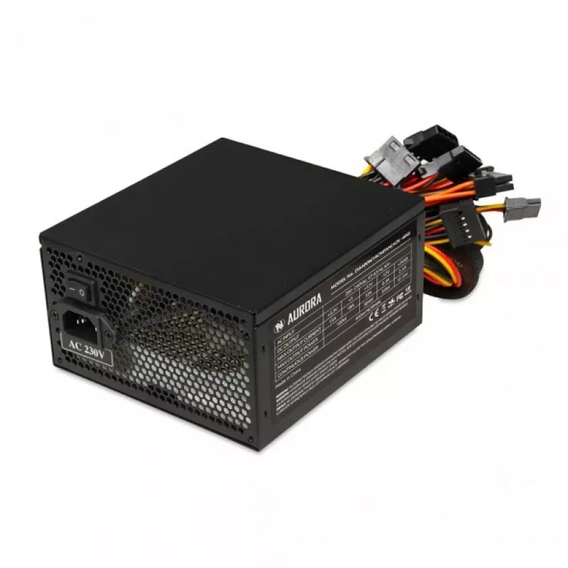 Maitinimo blokas iBox Aurora 600 W 20+4 pin ATX, 140 mm ventiliatorius, metalinis korpusas, juodas