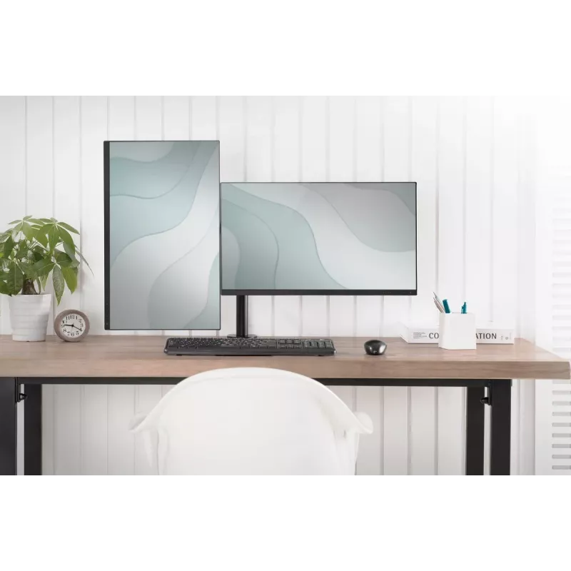 DIGITUS Universalus dviejų monitorių laikiklis su spaustuku 17–32 col., 2x 8 kg (maks.), juodas