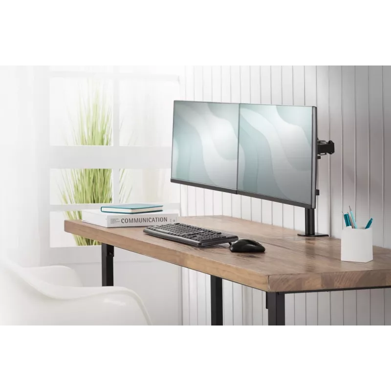 DIGITUS Universalus dviejų monitorių laikiklis su spaustuku 17–32 col., 2x 8 kg (maks.), juodas