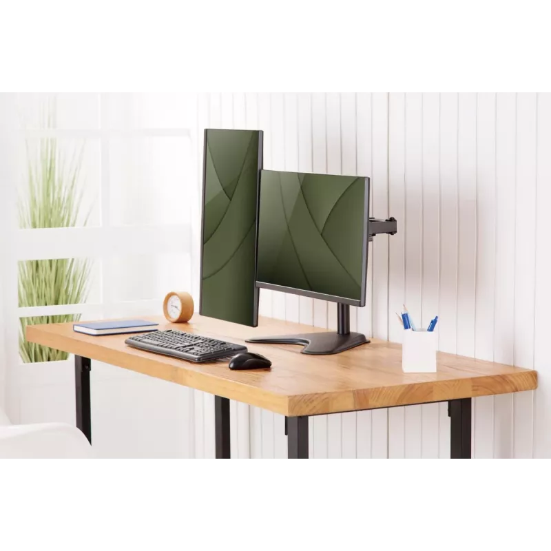 DIGITUS Universalus dviejų monitorių stovas 17–32 col. 2x 8 kg (maks.) juodas