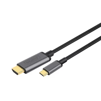 DIGITUS USB-C – HDMI adapteris, 2 m, 4K/30Hz, juodas, metalinis korpusas