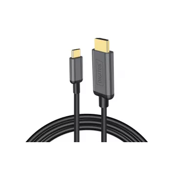 DIGITUS USB-C – HDMI adapteris, 2 m, 4K/30Hz, juodas, metalinis korpusas