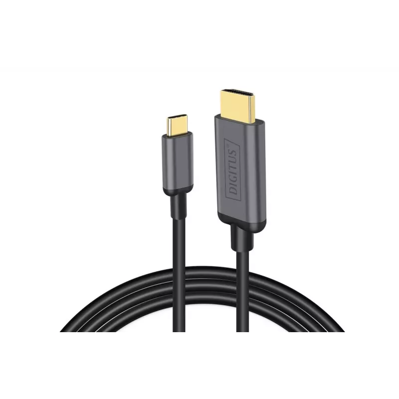 DIGITUS USB-C – HDMI adapteris, 2 m, 4K/30Hz, juodas, metalinis korpusas