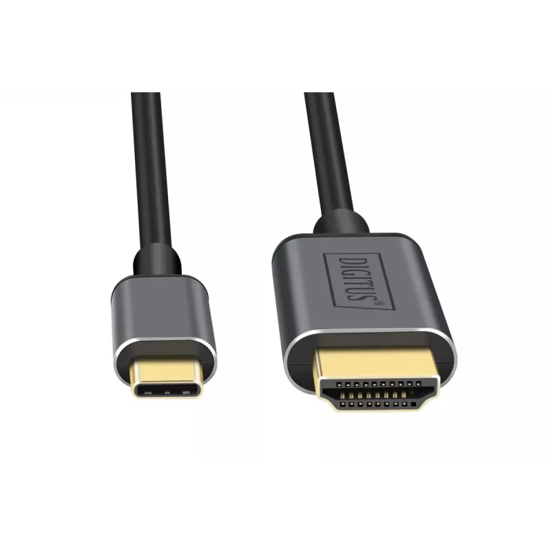 DIGITUS USB-C – HDMI adapteris, 2 m, 4K/30Hz, juodas, metalinis korpusas