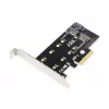 DIGITUS M.2 NGFF/NVMe SSD PCI-E papildinio kortelė, palaiko B, M ir B+M raktą, dydžiai 80, 60, 42 ir 30 mm