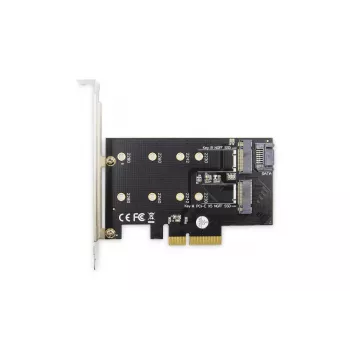 DIGITUS M.2 NGFF/NVMe SSD PCI-E papildinio kortelė, palaiko B, M ir B+M raktą, dydžiai 80, 60, 42 ir 30 mm