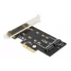 DIGITUS M.2 NGFF/NVMe SSD PCI-E papildinio kortelė, palaiko B, M ir B+M raktą, dydžiai 80, 60, 42 ir 30 mm