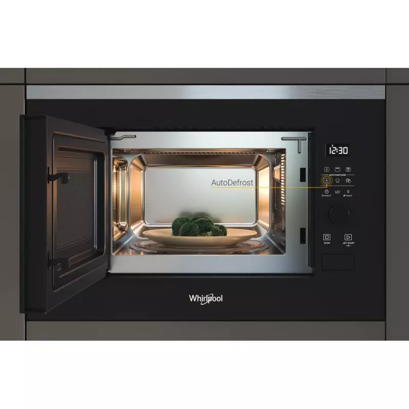 Įmontuojama mikrobangų krosnelė su griliu WHIRLPOOL WMF201G, 800 W, 20 L, nerūdijantis plienas/juoda