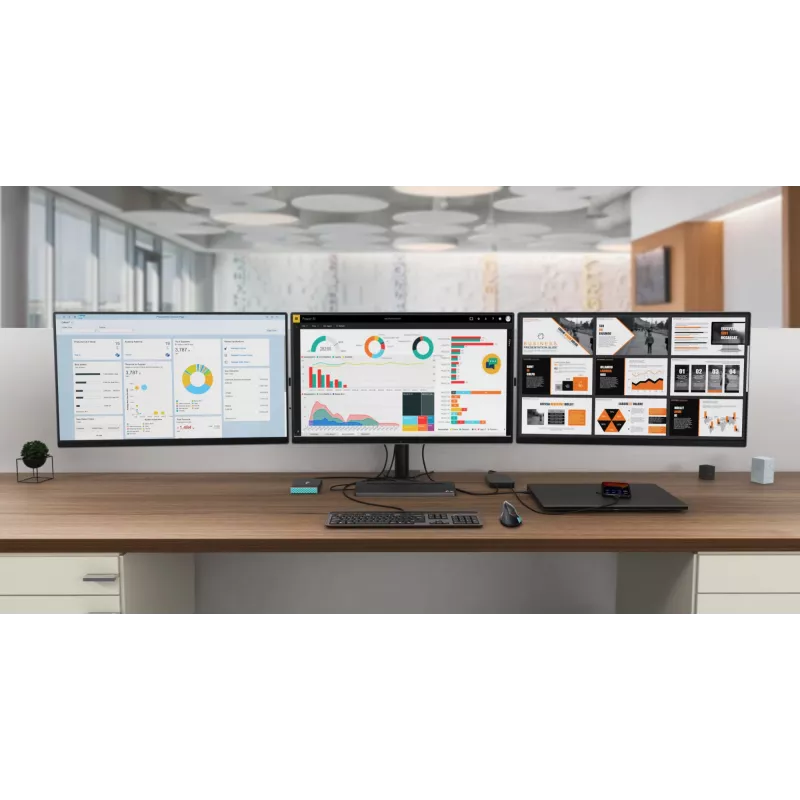 i-tec Metal USB-C ergonomiškas 3x ekrano 4K dokų stotelė su 85 W galios tiekimu
