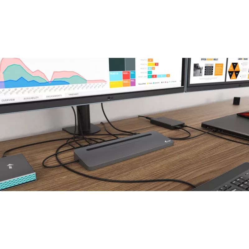 i-tec Metal USB-C ergonomiškas 3x ekrano 4K dokų stotelė su 85 W galios tiekimu