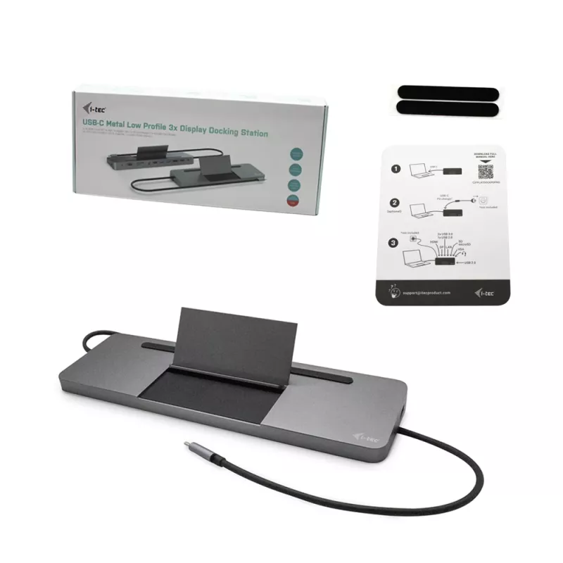 i-tec Metal USB-C ergonomiškas 3x ekrano 4K dokų stotelė su 85 W galios tiekimu