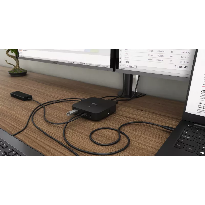 i-tec USB-C dviejų monitorių dokų stotelė su 100 W įkrovimu