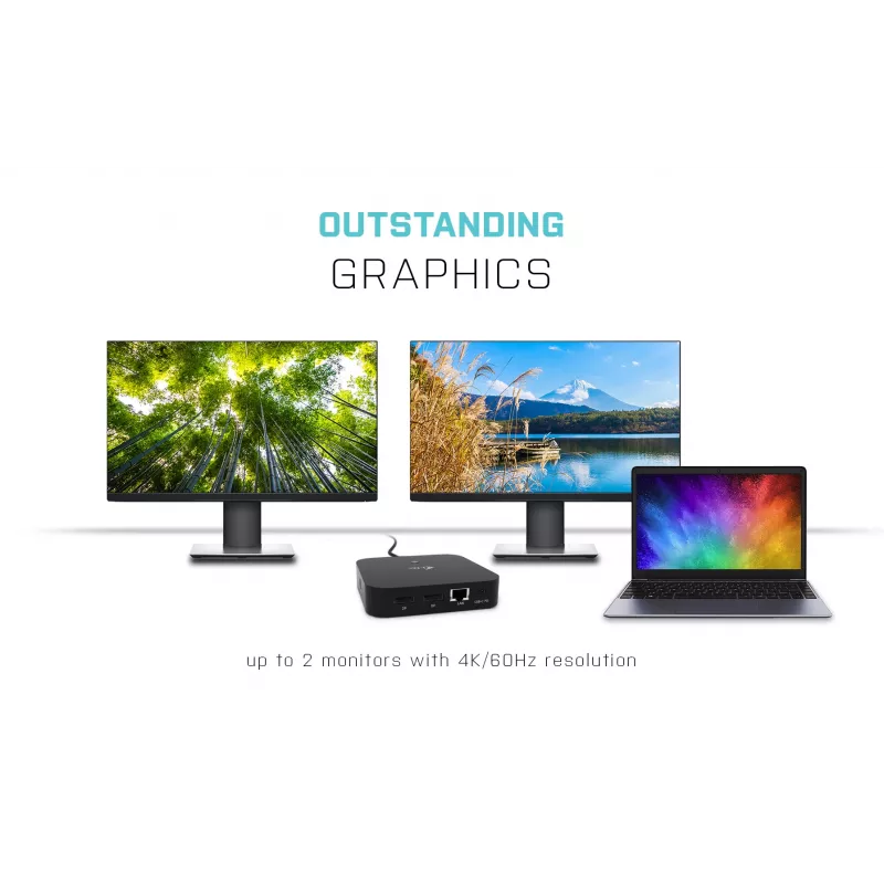 i-tec USB-C dviejų monitorių dokų stotelė su 100 W įkrovimu