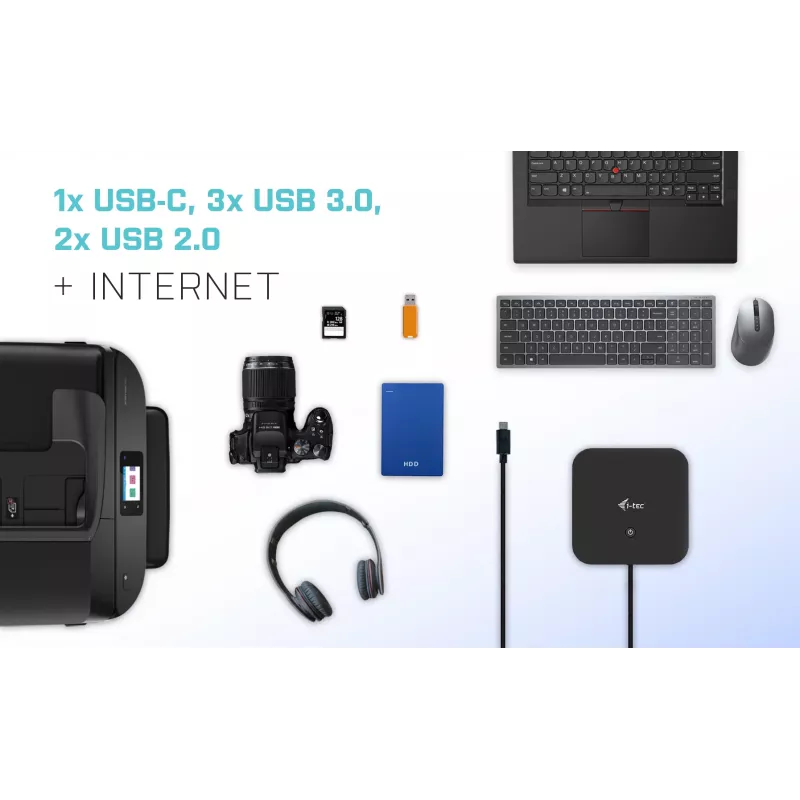 i-tec USB-C dviejų monitorių dokų stotelė su 100 W įkrovimu