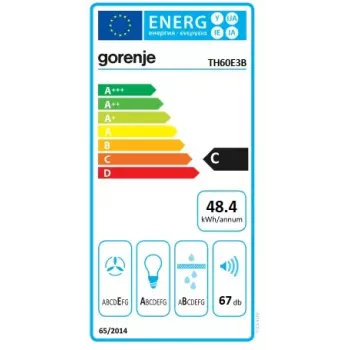 Gorenje TH60E3B įmontuojamas gartraukis pusiau įstatomas (ištraukiamas) juodas 350 m³/h