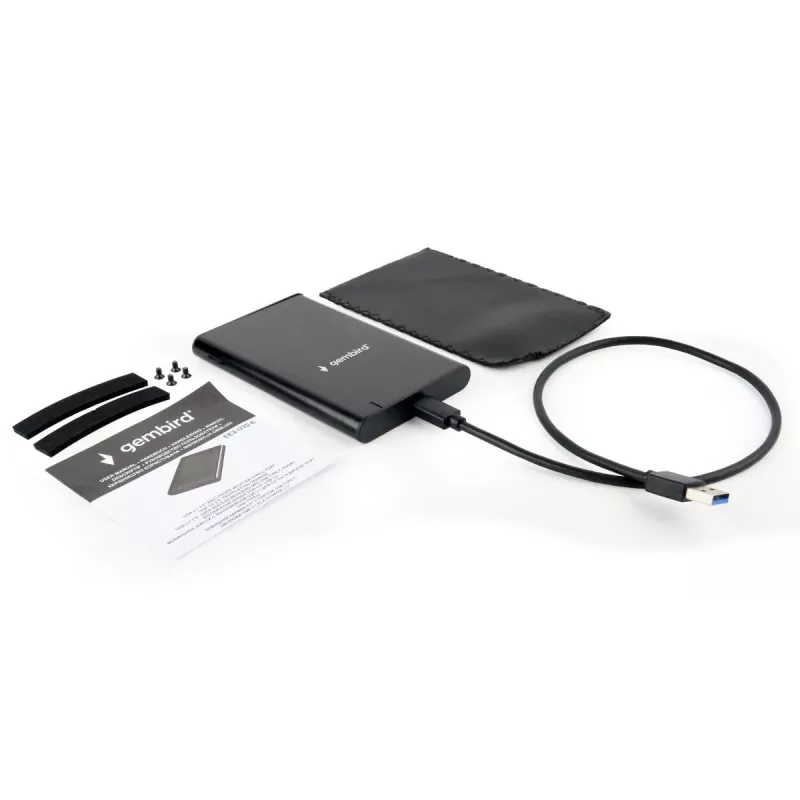 GEMBIRD EE2-U3S-6 Juodas 2.5 inch USB 3.1 išorinis SATA HDD dėklas su Type-C prievodu, šlifuotas aliuminis