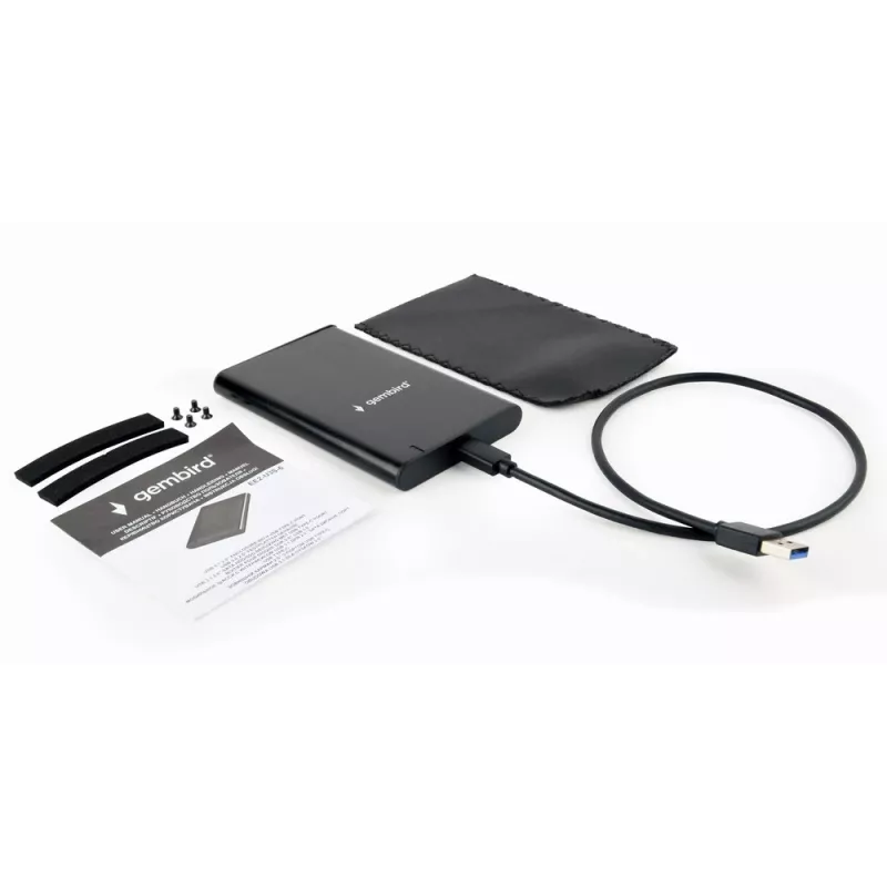 GEMBIRD EE2-U3S-6 Juodas 2.5 inch USB 3.1 išorinis SATA HDD dėklas su Type-C prievodu, šlifuotas aliuminis