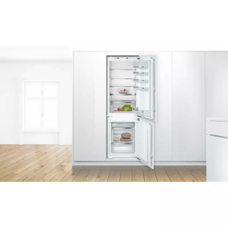 Įmontuojamas šaldytuvas-šaldiklis Bosch Serie 6 KIS86AFE0, 266 L bendras, 192 L šaldytuvas, 74 L apatinis šaldiklis, liečiamasis valdymas, keičiamos durys