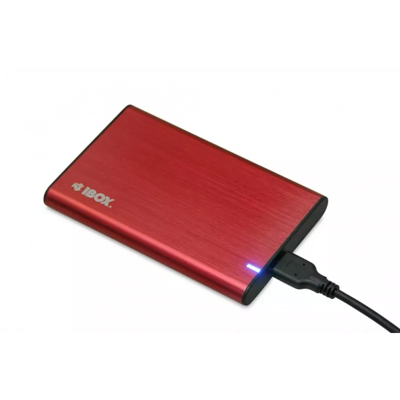 Išorinis dėklas HDD/SSD IBOX HD-05 Raudonas 2.5 colio — USB 3.2 Gen 1 (5 Gbit/s), JMicron JMS578, iki 10 TB