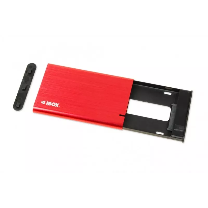 Išorinis dėklas HDD/SSD IBOX HD-05 Raudonas 2.5 colio — USB 3.2 Gen 1 (5 Gbit/s), JMicron JMS578, iki 10 TB