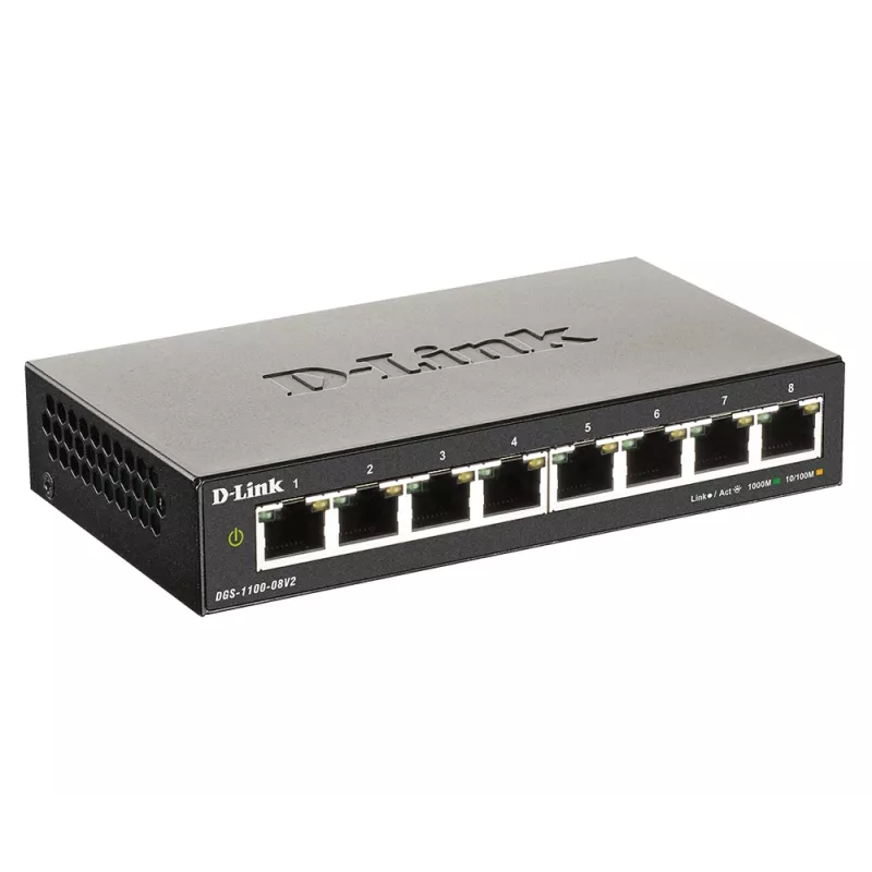 D-Link DGS-1100-08V2 valdomas L2 Gigabit Ethernet (10/100/1000) jungiklis, juodas