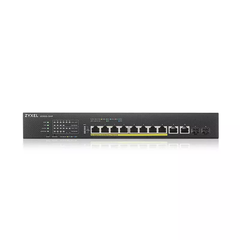 Zyxel XS1930-12HP-ZZ0101F valdomas L3 tinklo jungiklis 10G Ethernet (100/1000/10000) su PoE juodas