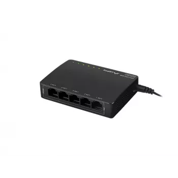 Nevaldomas tinklo jungiklis LANBERG DSP3-1005-60W, 5x Gigabit RJ-45, 4x PoE+ (60 W bendra galia), 10 Gbit/s perjungimas
