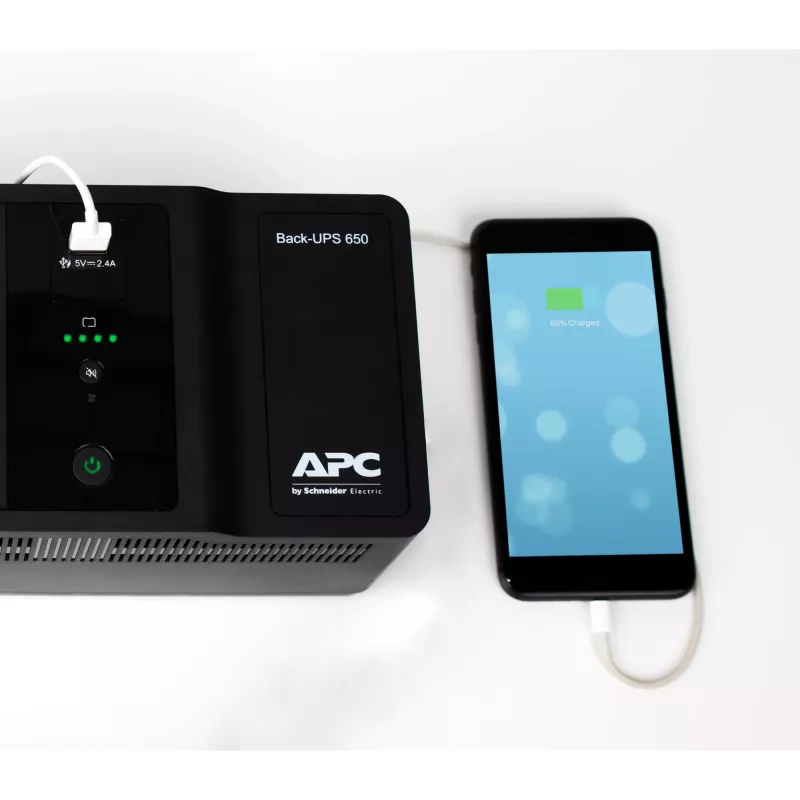 APC Back-UPS 650VA 230V 1 USB įkrovimo prievadas – nepertraukiamo maitinimo šaltinis (UPS) 0,65 kVA 400 W 8 kištukinių lizdų