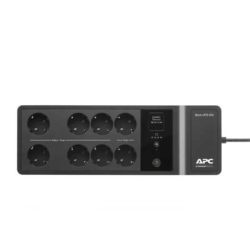 APC Back-UPS 650VA 230V 1 USB įkrovimo prievadas – nepertraukiamo maitinimo šaltinis (UPS) 0,65 kVA 400 W 8 kištukinių lizdų