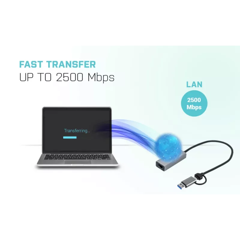 i-tec Metal USB-C/USB-A 2.5Gbps Ethernet adapteris