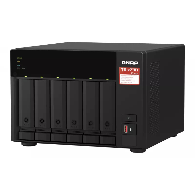 QNAP TS-673A NAS bokštas Ryzen Embedded V1500B 8 GB DDR4 0 TB QNAP Turbo System juodas