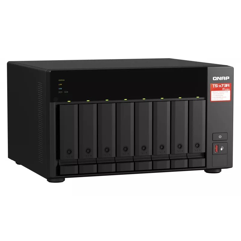 QNAP TS-873A NAS bokštinis serveris Ryzen Embedded V1500B 8 GB DDR4 0 TB QNAP Turbo System juodas