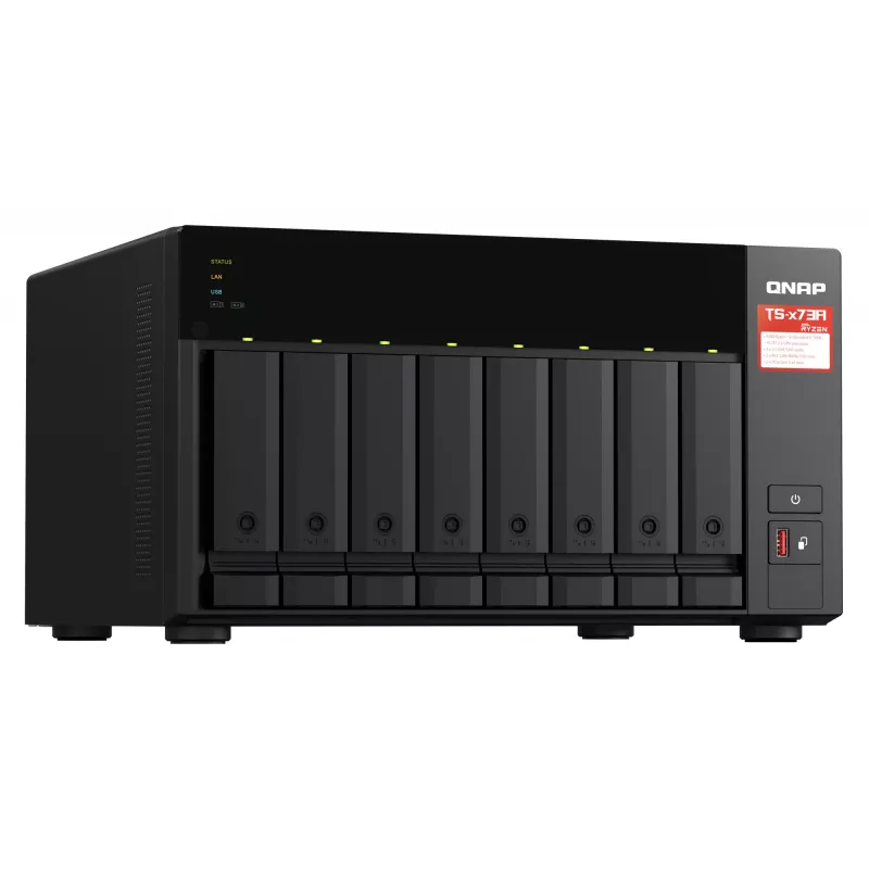 QNAP TS-873A NAS bokštinis serveris Ryzen Embedded V1500B 8 GB DDR4 0 TB QNAP Turbo System juodas